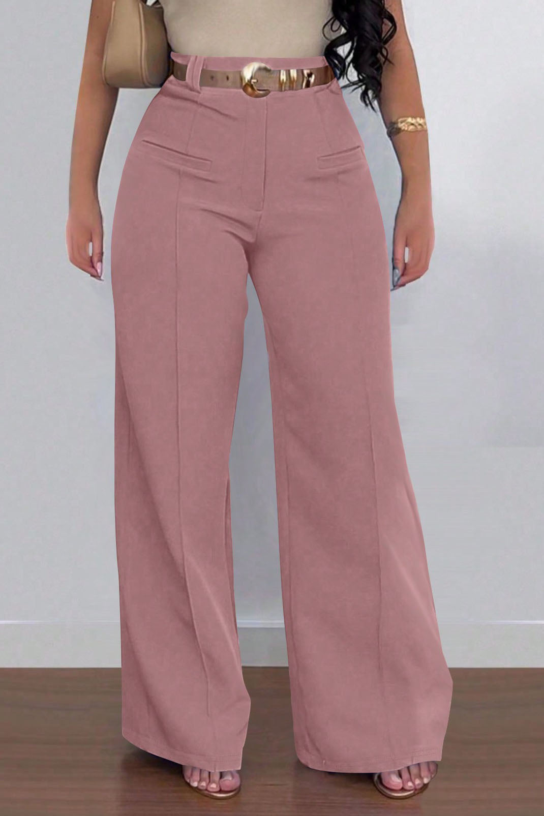 Casual Solid Color Loose Wide-Leg Pants Lavish Daily