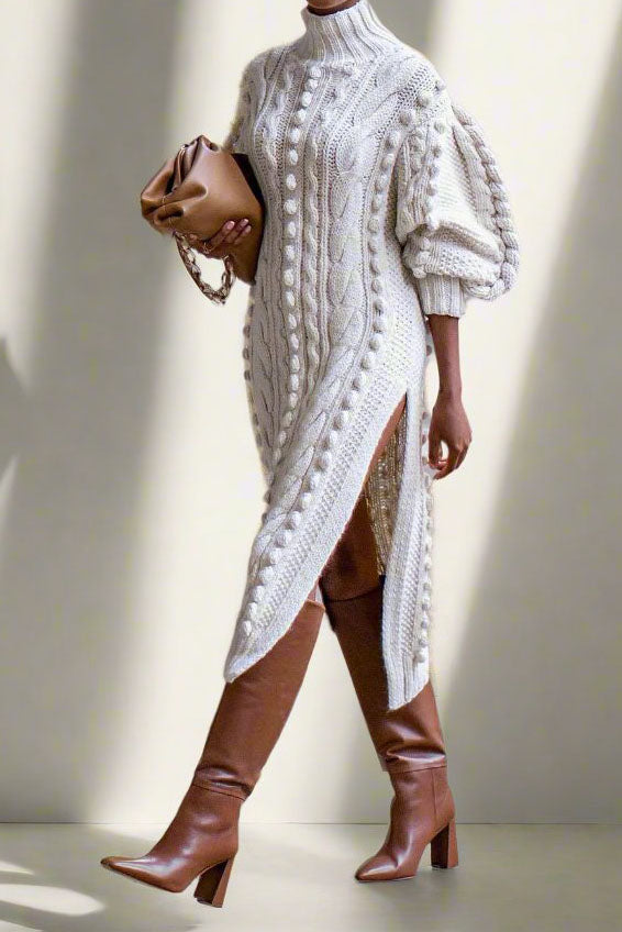 Midi Length Knitted Sweater Dress Lavish Daily