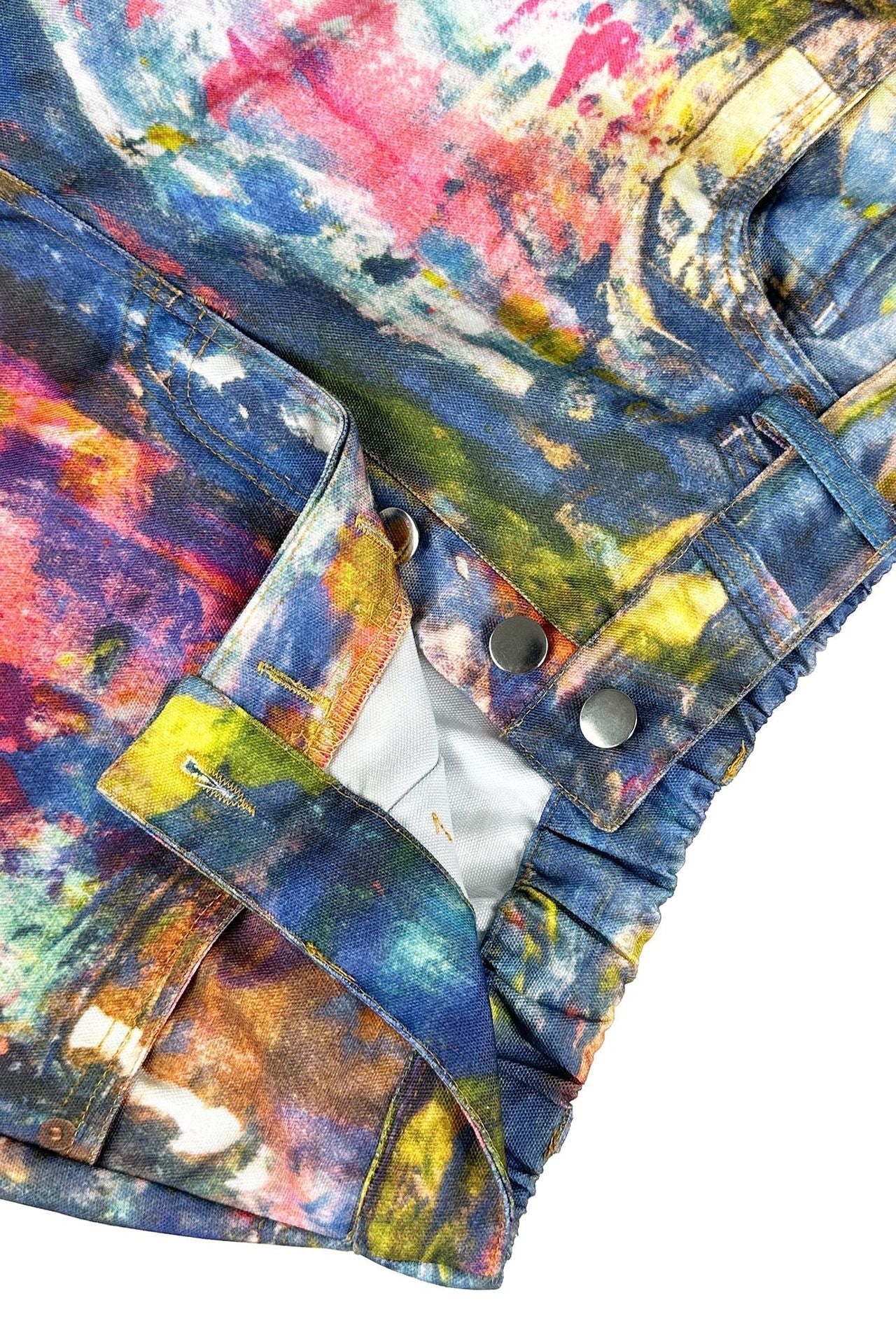 3D Print Denim Leather Wide-Leg Dopamine Pants Lavish Daily