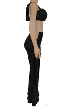 Twist-Front Halter Top & Drape Flare Pant Set Lavish Daily