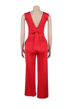 Backless Bow Decor V Neck Sleeveless Sets Lavish Daily