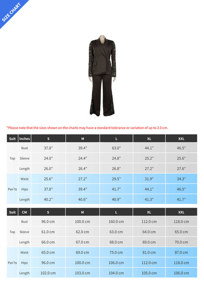 Lace Sleeve Blazer & Wide Leg Pant Set Lavish Daily