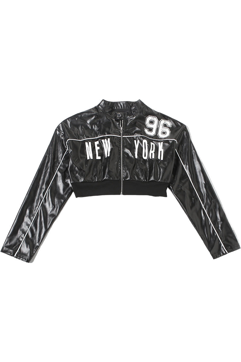 Faux Leather Cropped Jacket Lavish Daily