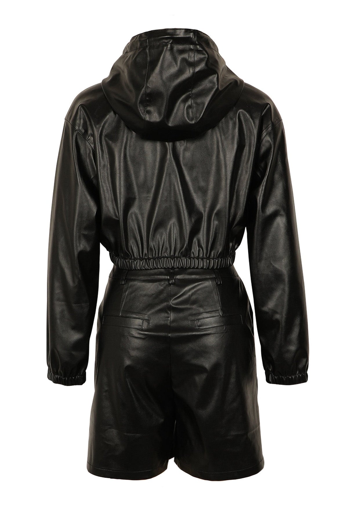 Faux Leather Hooded & Shorts Set Lavish Daily