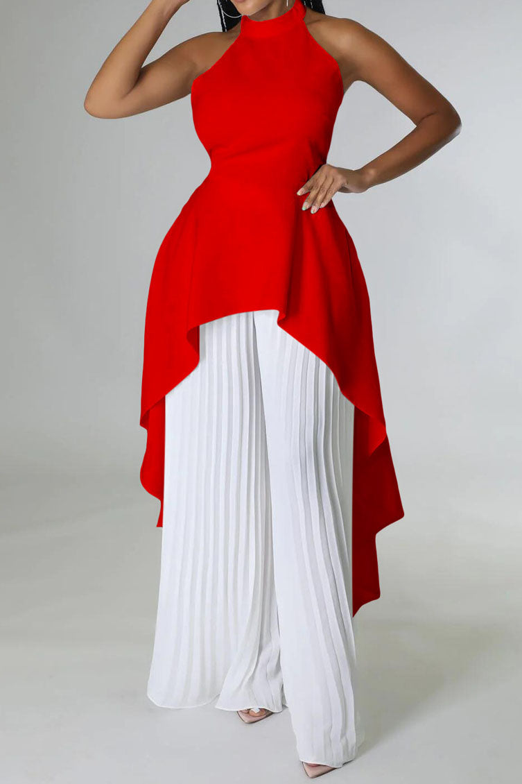 Halter Tunic Top & Pleated Pants Set Lavish Daily