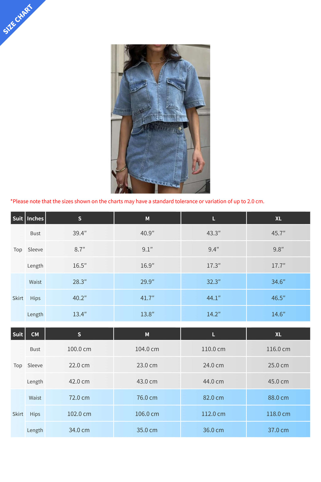 Denim V-Neck Top & High Waist Skirt Set Lavish Daily