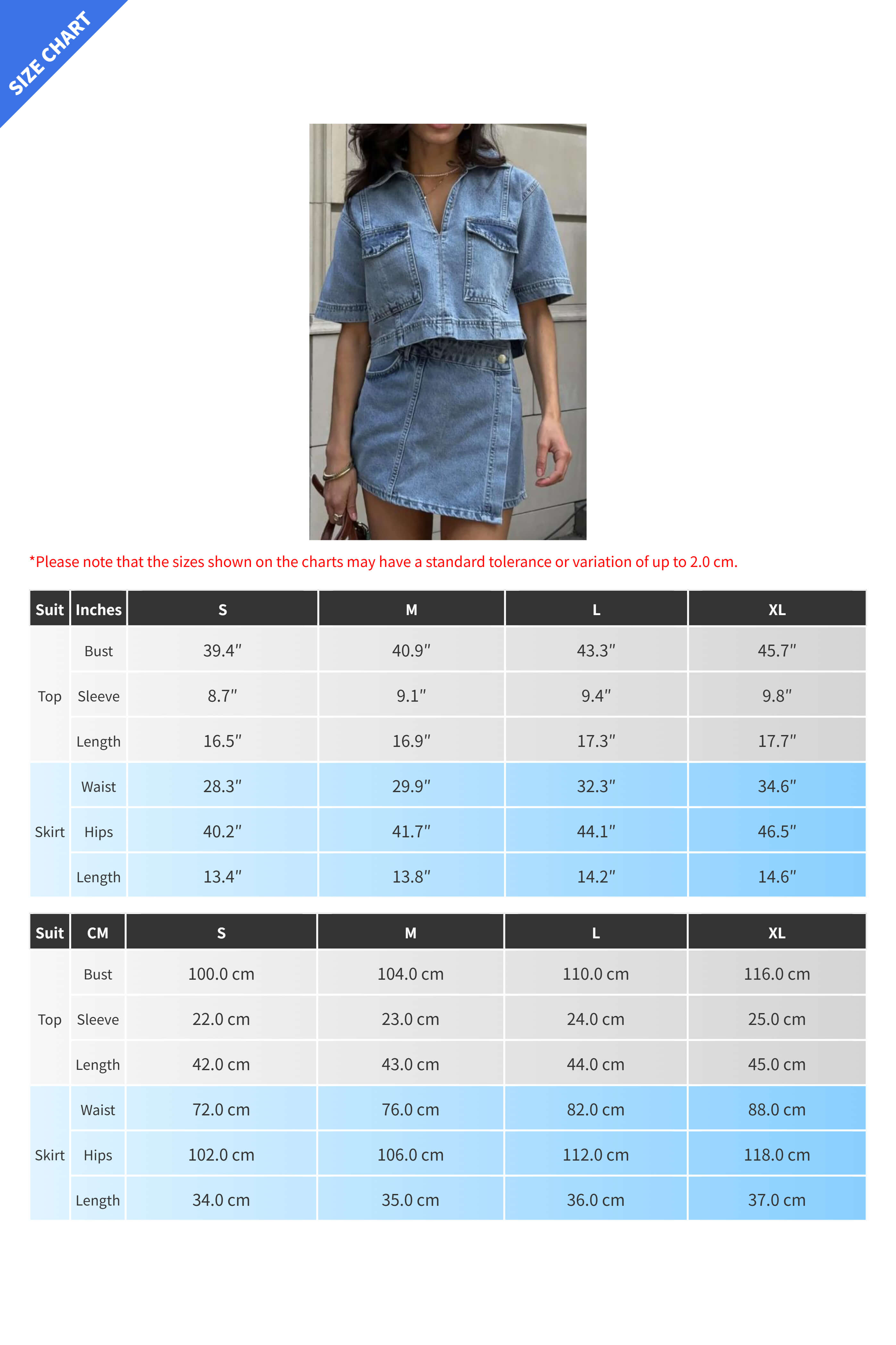 Denim V-Neck Top & High Waist Skirt Set Lavish Daily