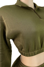 Fleece Crop Top and Flare Pants Set Lavish Daily