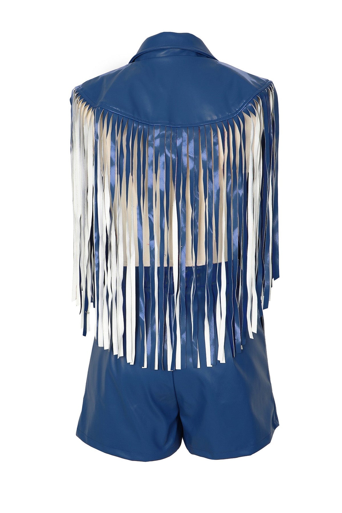 Fringed Faux-Leather Blazer & Shorts 2-Piece Set Lavish Daily