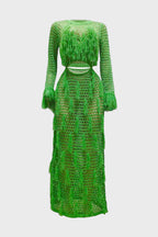 Fringe Knitting Hollow Long Dress Lavish Daily