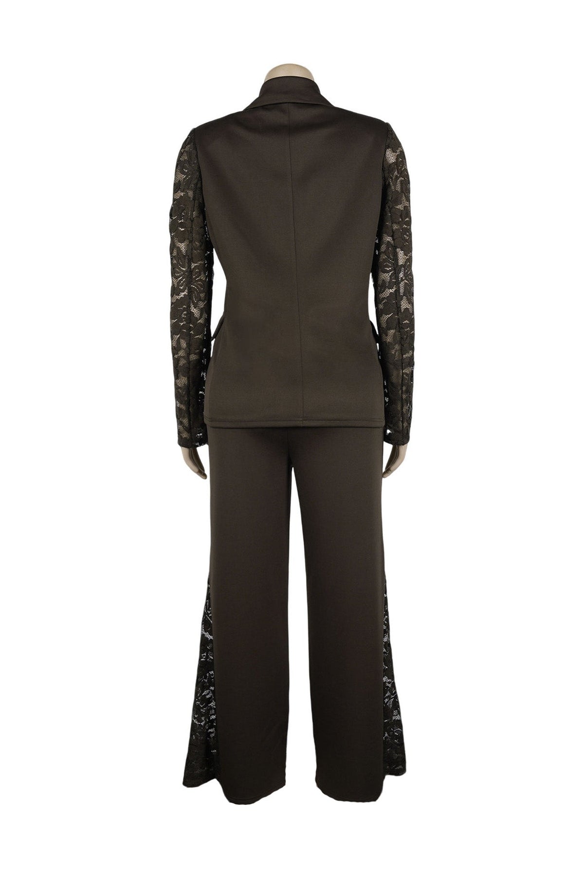 Lace Sleeve Blazer & Wide Leg Pant Set Lavish Daily