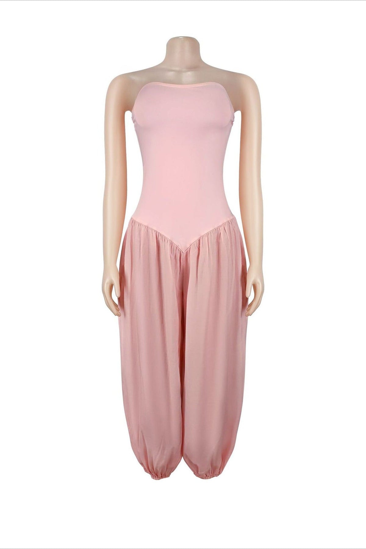 Strapless Sweetheart Pleated Balloon Jumpsuit Lavish Daily