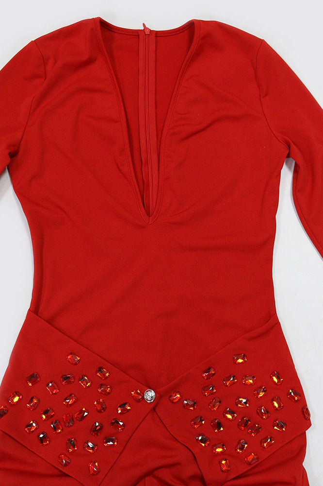 V-Neck Rhinestone Jumpsuit Lavish Daily