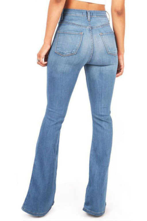 High Waist Skinny Bell-Bottom Jeans Lavish Daily