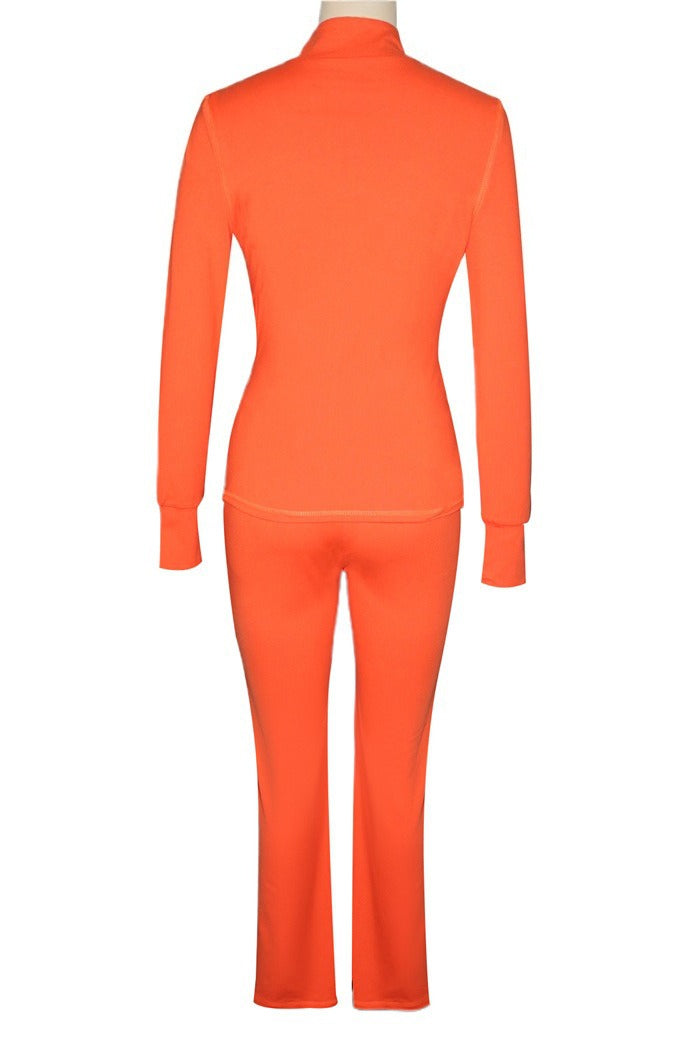 Solid Long Sleeve Zip-Up Tracksuit Lavish Daily