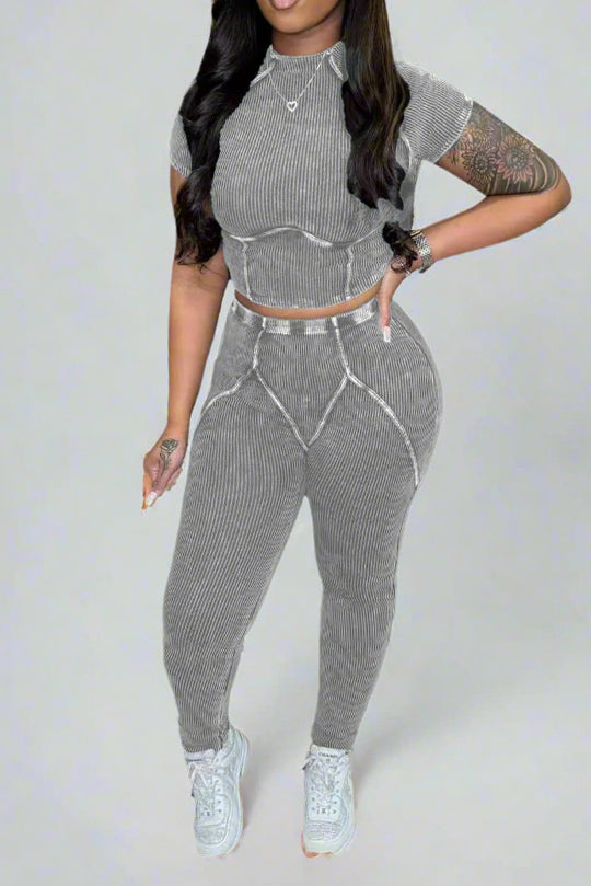 Ribbed Fabric Washed Set Lavish Daily