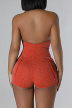Halter Neck Pocket Slim-Fit Backless Rompers Lavish Daily