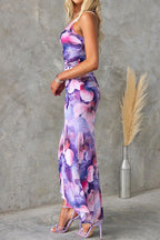 Off-Shoulder Floral Slim Irregular Maxi Dress Lavish Daily