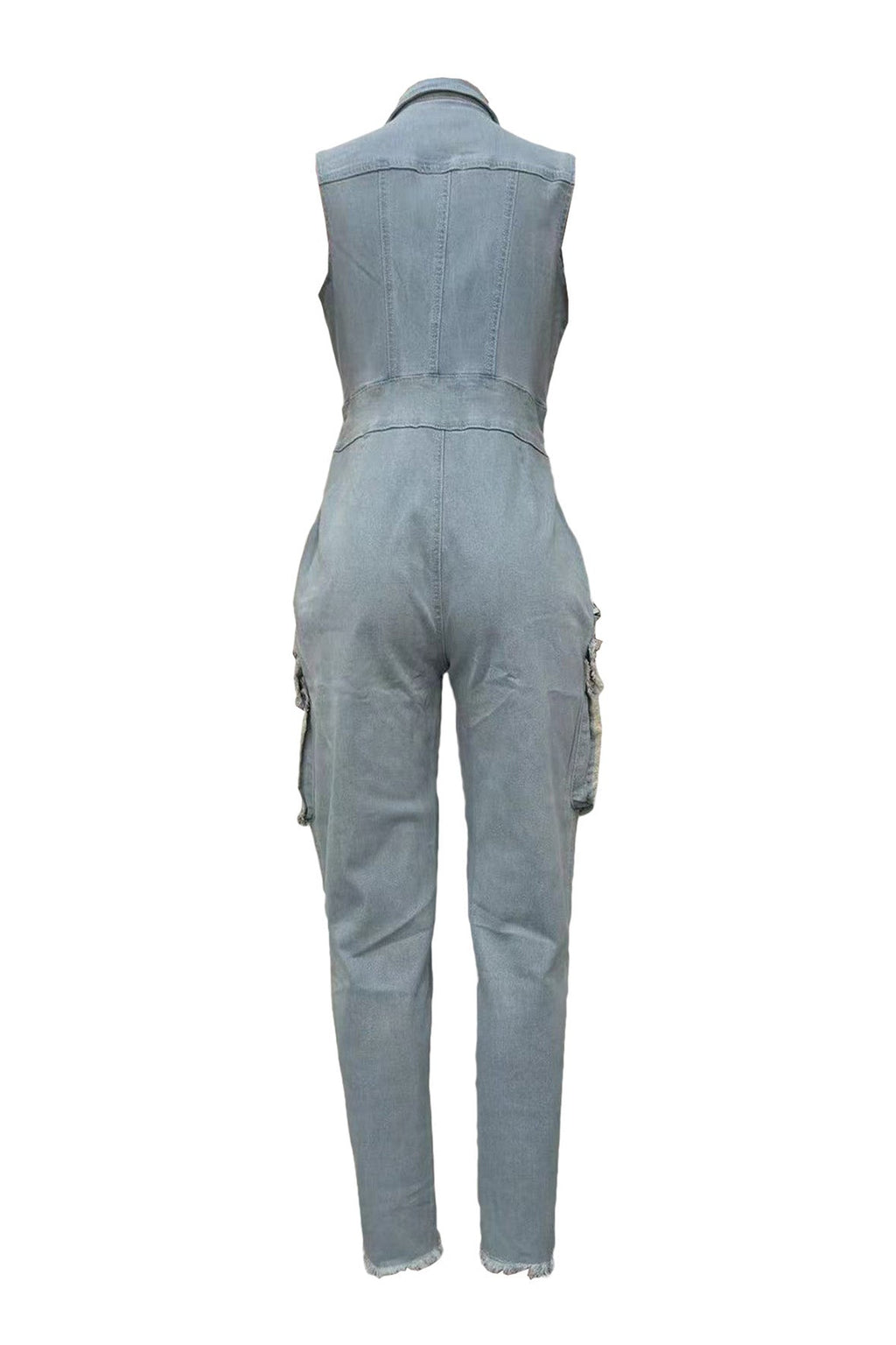 Sleeveless Tummy Control Zip Up Lapel Jumpsuit Lavish Daily