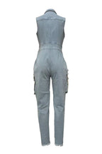 Sleeveless Tummy Control Zip Up Lapel Jumpsuit Lavish Daily