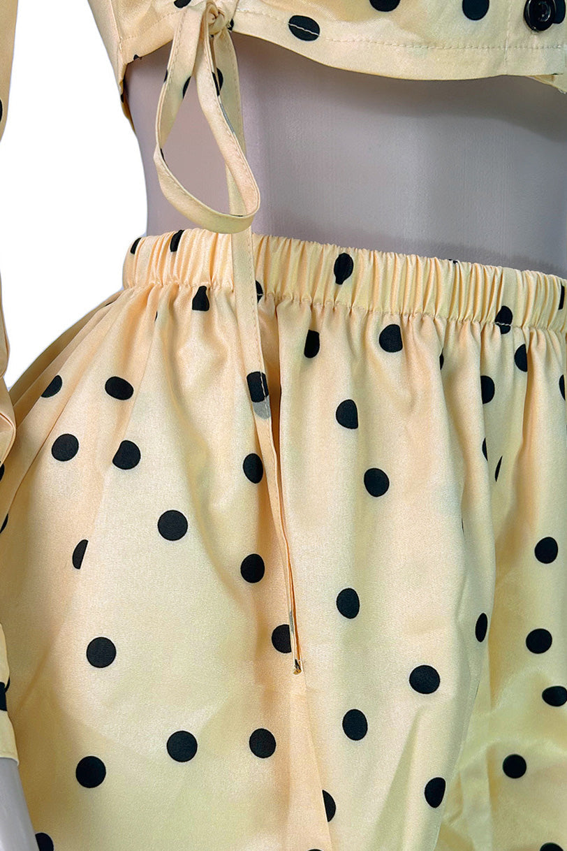 Polka Dot Ruched Top & Bubble Shorts Set Lavish Daily