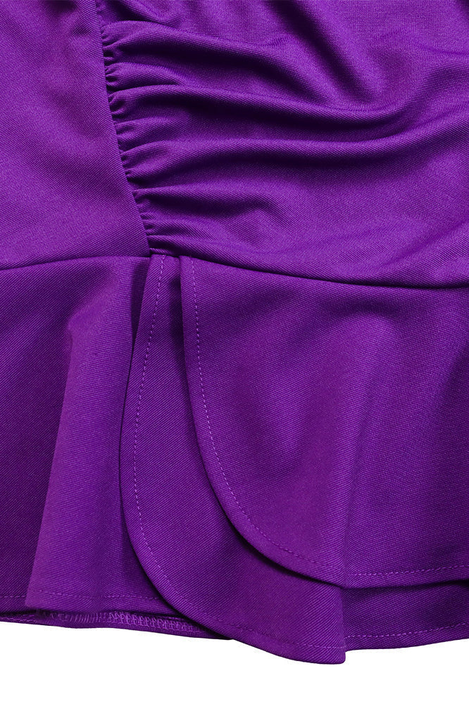 Solid Flounce V Neck Long Sleeve Sets Lavish Daily