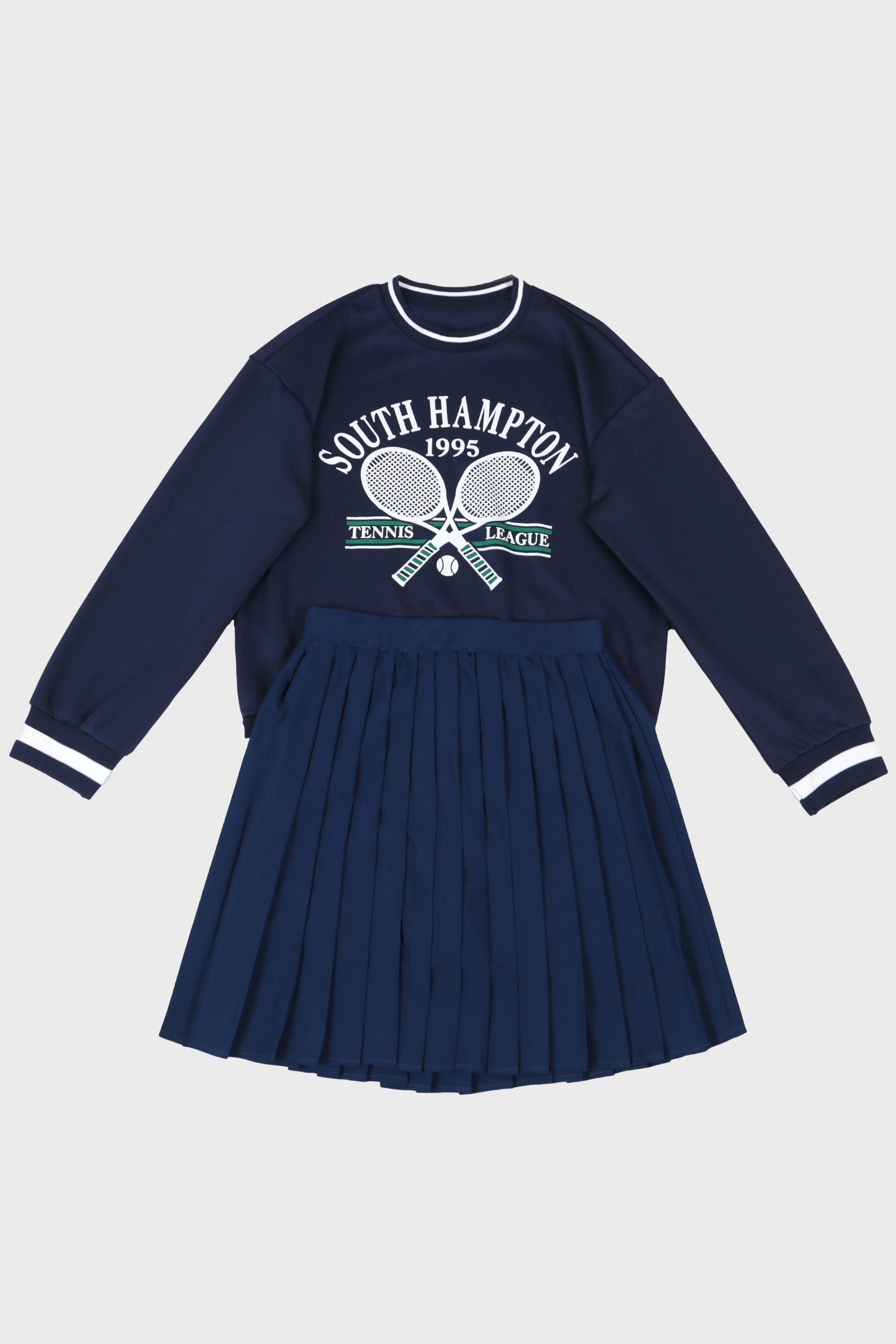 Tennis Letter Print A-line Pleated Skirt Sets Lavish Daily