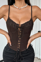 Lace-Up Boned Corset Cami Top Lavish Daily