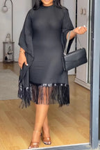 Fringe Combo Dress Lavish Daily