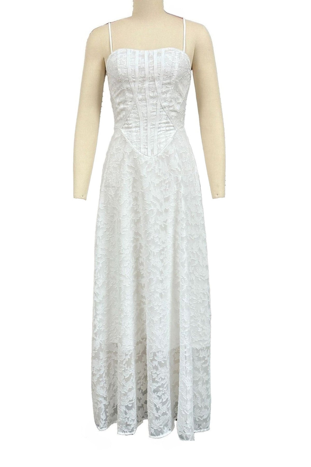 Floral Jacquard Corset Maxi Dress Lavish Daily