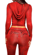 Snake Print Zip Crop & Flare Set Lavish Daily