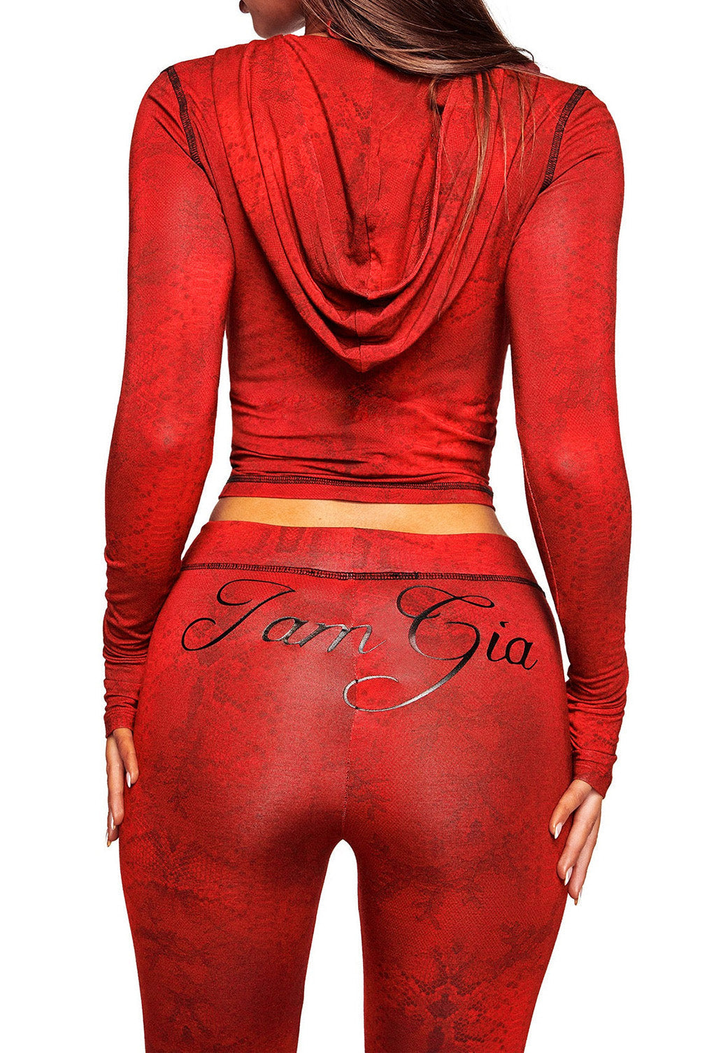 Snake Print Zip Crop & Flare Set Lavish Daily