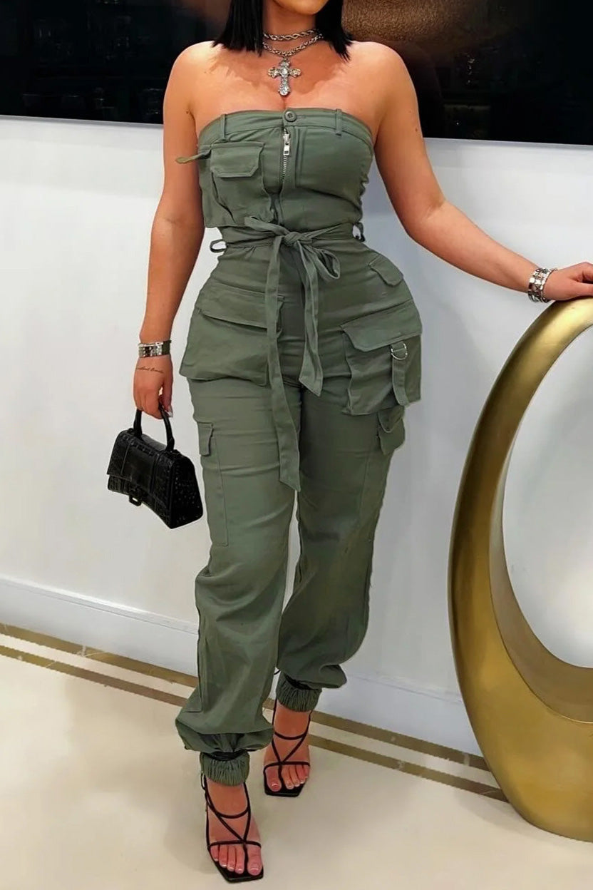 Strapless Utility Jumpsuit with Pockets Lavish Daily