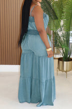 Denim Sleeveless Wide-Leg Jumpsuit Lavish Daily