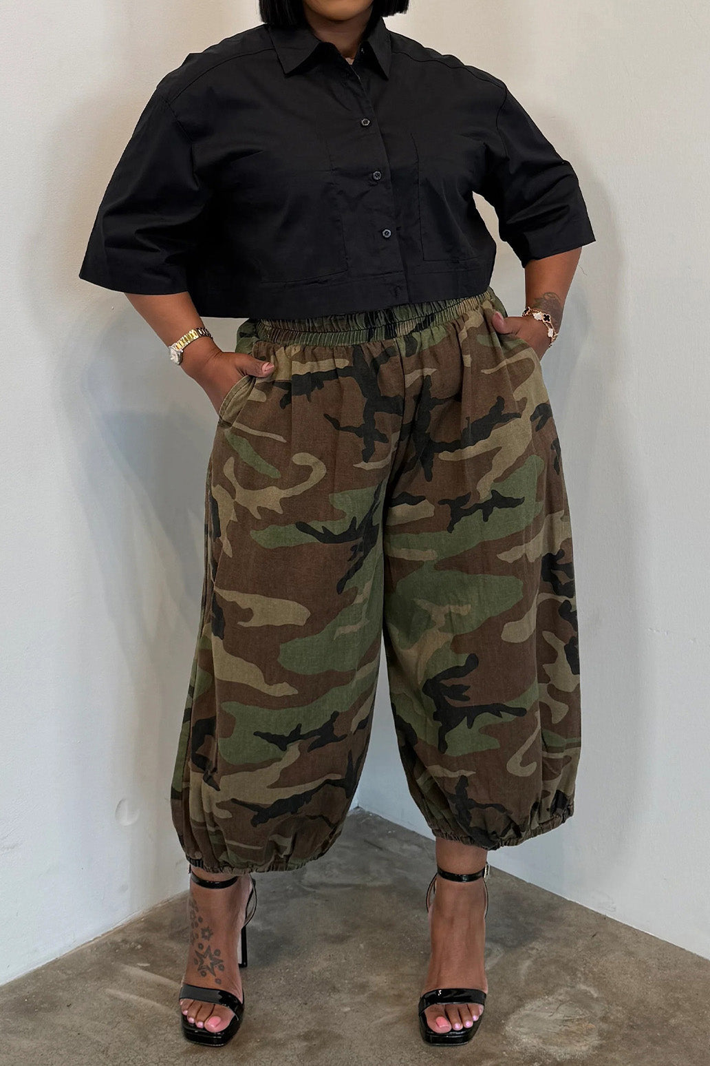 Plus Size Cropped Parachute Pants Lavish Daily