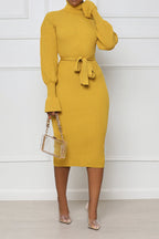 Rib Knit Tie Waist Midi Dress Lavish Daily