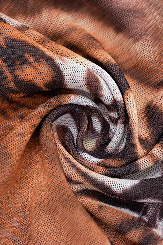 Tiger-Print Tie-Front Mesh Shirt Lavish Daily