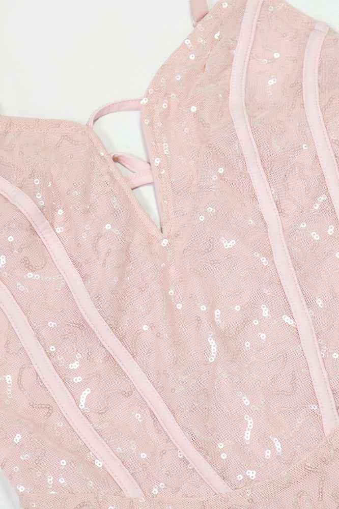 Feather Trim Sequin Gown Lavish Daily