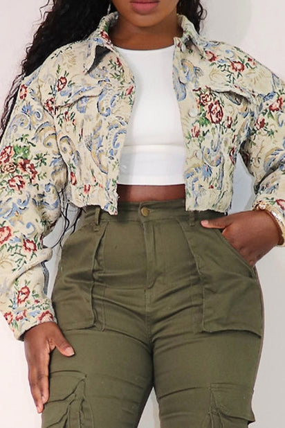 Floral Cropped Jacket Lavish Daily