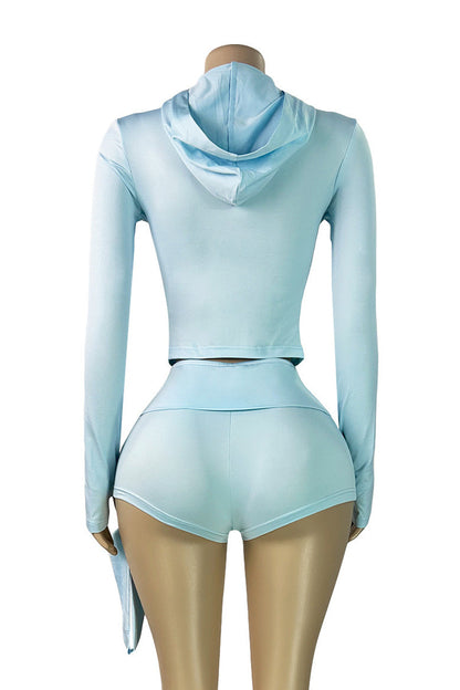 Fitted Zip-Up Jacket & Shorts Set Lavish Daily