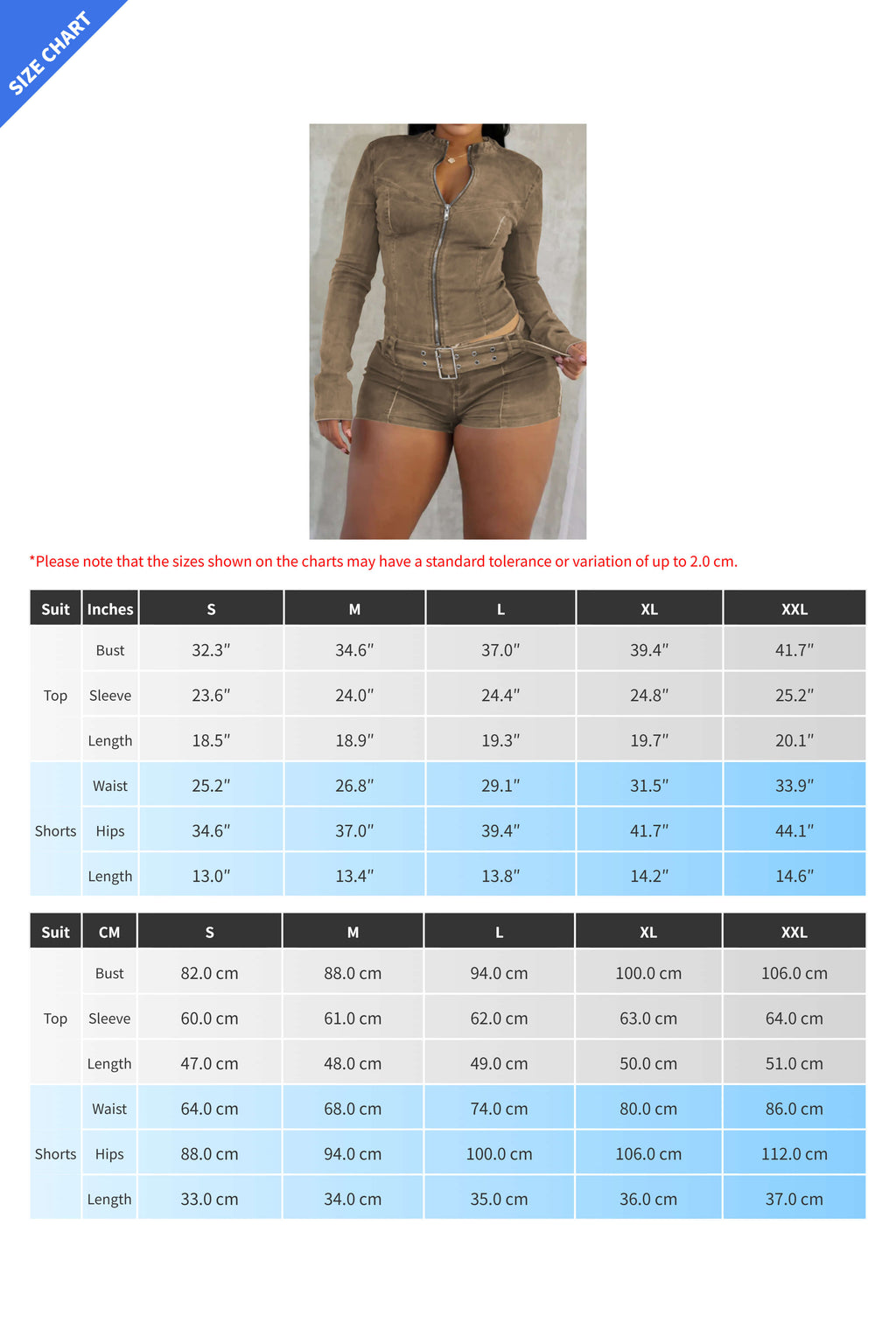 Washed Denim Zip Up Top & Shorts Set Lavish Daily