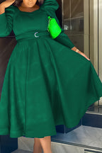 Puff Sleeve Elegant Pleated A-Line Dress Lavish Daily