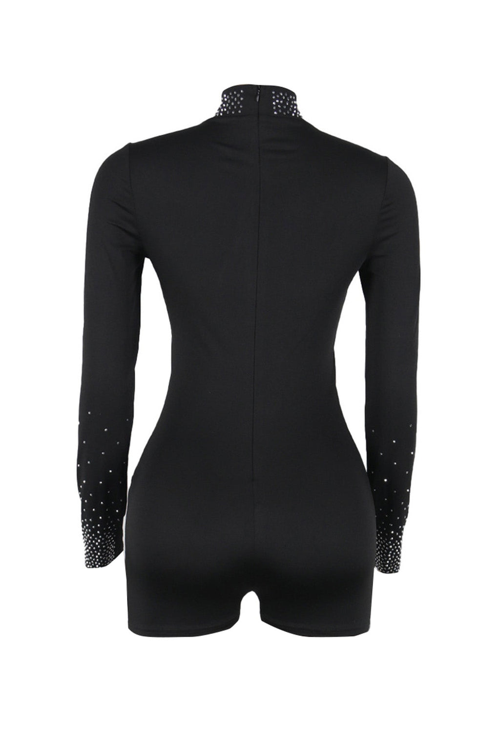 Rhinestone Sheer Stretch Romper Lavish Daily