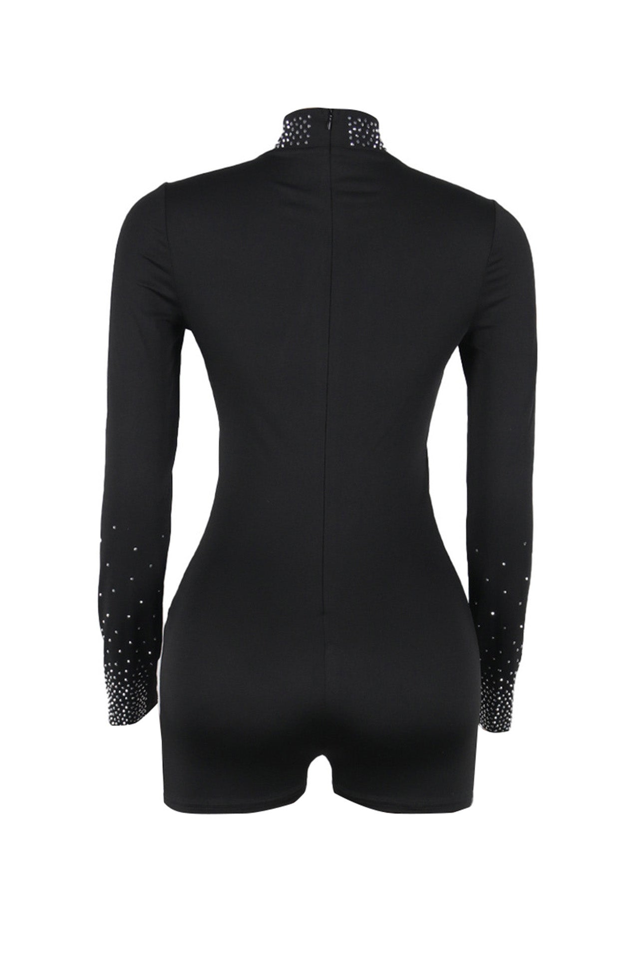 Rhinestone Sheer Stretch Romper Lavish Daily