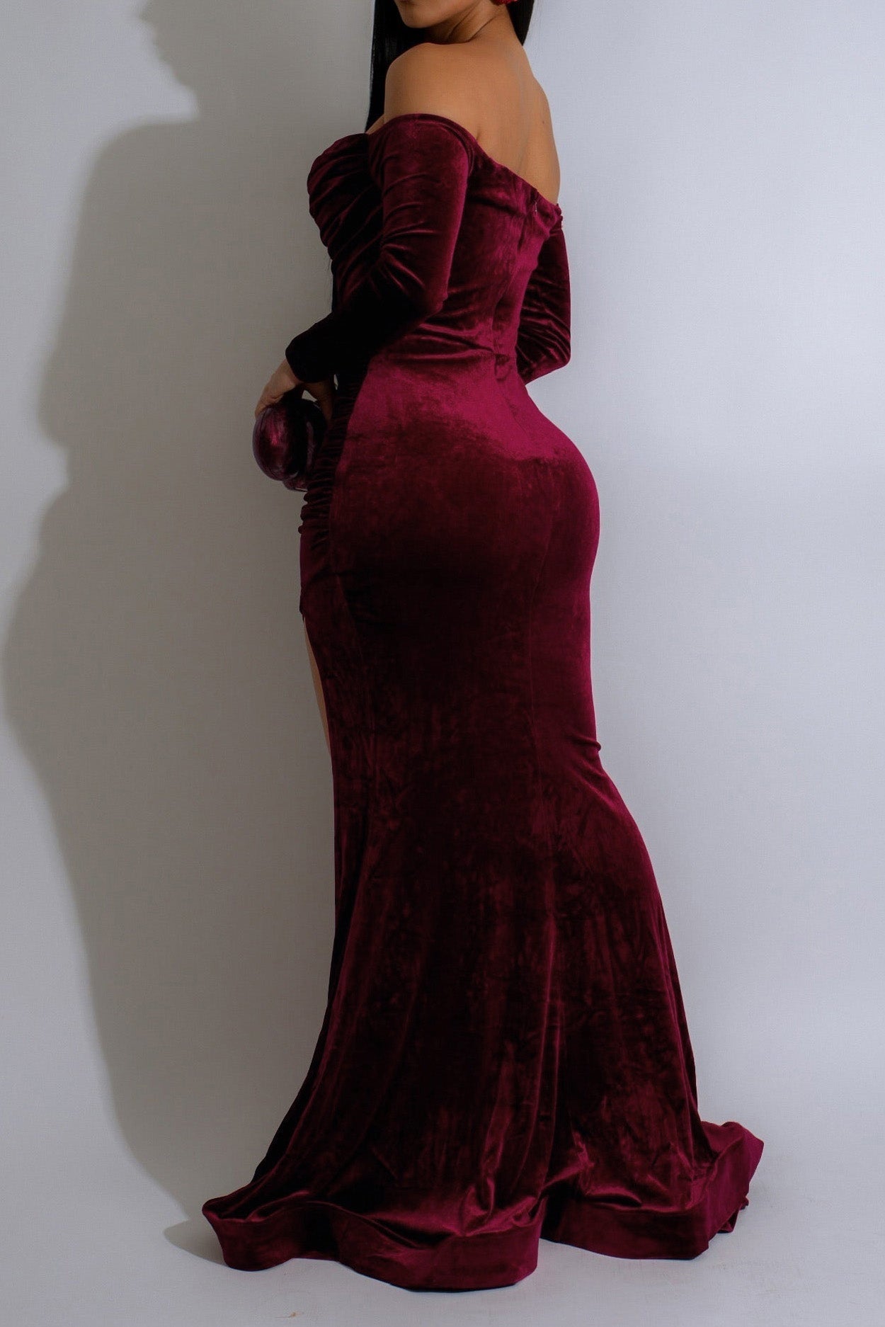 Elegant Off-Shoulder Velvet Dress Lavish Daily