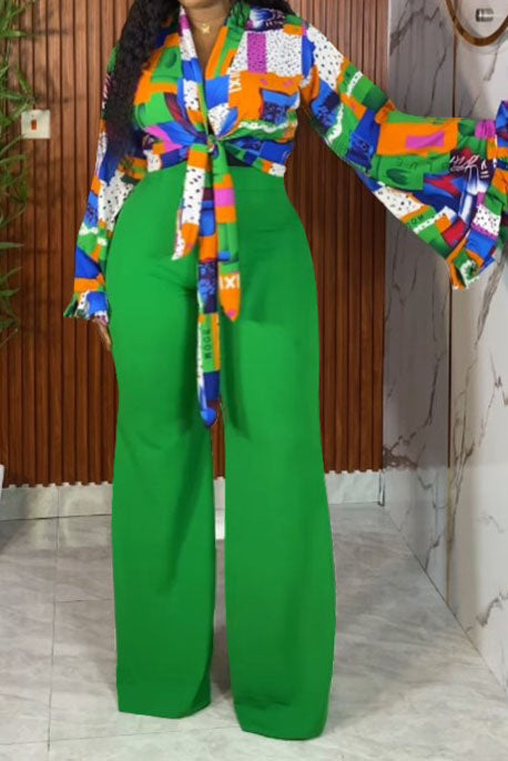 Plus Size Tie-Front Top & Pants Set Lavish Daily