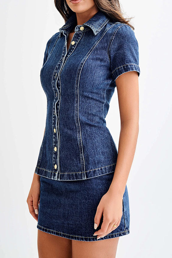 Denim Mini Skirt And Top Two Piece Set Lavish Daily