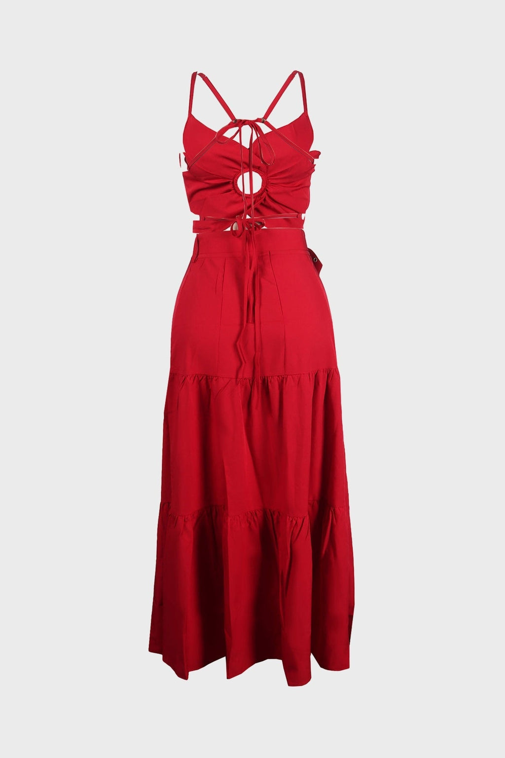 Tie-Up Tiered Maxi Skirt Set Lavish Daily