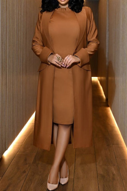 Solid Color Cardigan Long Sleeve Set Lavish Daily