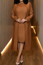 Solid Color Cardigan Long Sleeve Set Lavish Daily